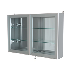 Витрина настенная №3-2А широкая с зеркалом серии Collecto, Серый