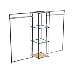 Хромированное вешало ЛУЧ №2-1 с полками стекло 6мм, Дуб Золотистый