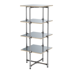 Хромированный стенд Прогресс №2-5 (с полками Зеркало 4мм), Дуб Сонома