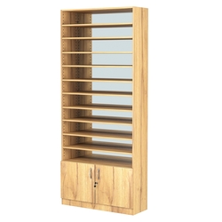 Стеллаж из ДСП с 10-ю полками 300x900 мм серии LEVEL-10 №12-2 (З/C - ЗЕРКАЛО), Дуб Золотистый