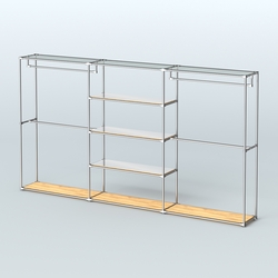 Торговая система ХРОМ без ДСП 3600 мм с зеркальными полками и поручнями №2, Дуб Золотистый