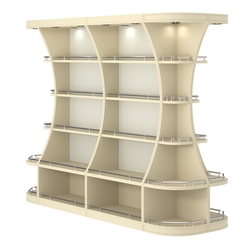 Островной высокий стеллаж ГАРАНТ №3-О с ограничителями, Крем Вайс + Белый