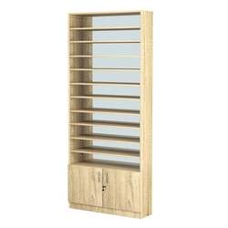 Стеллаж из ДСП с 10-ю полками 250x900 мм серии LEVEL-10 №11-2 (З/C - ЗЕРКАЛО), Дуб Сонома