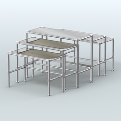 Комплект столов №2-5 с полками зеркало 4мм, Крем Вайс