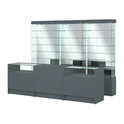 Комплект стеклянных витрин ИС-32 и прилавков ЭК-2, Темно-Серый