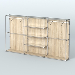 Торговая система ХРОМ (задняя стенка - ДСП) 3600 мм с зеркальными полками и поручнями №10, Дуб Сонома