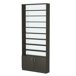 Стеллаж из ДСП с 8-ю полками 200x900 мм серии LEVEL-8 №10-1 (З/C - СТЕКЛО), Черный