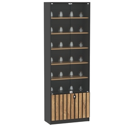 Витрина серии "Смок" №1-700, Черный + Дуб Канзас коричневый