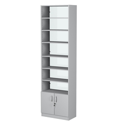 Стеллаж из ДСП с 6-ю полками 300x600 мм серии LEVEL-6 №5-1 (З/C - СТЕКЛО), Серый