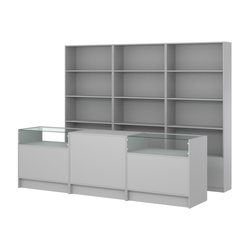 Комплект стеллажей ЭК-03 и прилавков ЭК-2, Серый