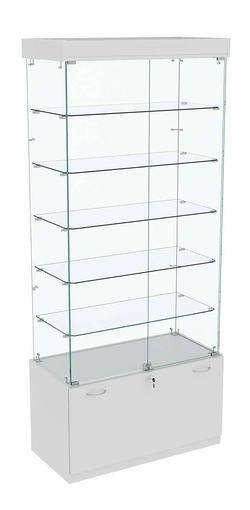 Витрина Кристалл №501 прямоугольная (задняя стенка - стекло), Серый