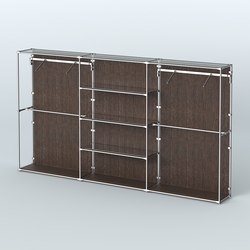 Торговая система ХРОМ (задняя стенка - ДСП) 3600 мм с зеркальными полками и поручнями №10, Дуб Венге