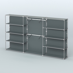 Торговая система ХРОМ (задняя стенка - ДСП) 3600 мм с полками ДСП и поручнями №6, Темно-Серый