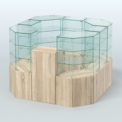 Стеклянный островок-павильон серии КОЛЬЦО квадратный №5, Дуб сонома