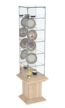 Витрина стаканчик с 5-ю полками и зеркалом КОЛОСС №508, Дуб сонома