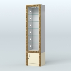 Витрина высокая с декором №ВБА-502С, Серый + Крем Вайс