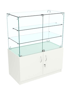Прилавок Истра с каркасом из стекла №107 (закрытый), Белый