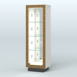 Низкая витрина с декором и диодной подсветкой НБА-3С, Белый и Черный