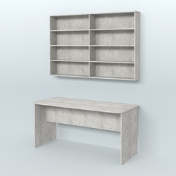 Распаковочный большой стол с антресолью для аптеки Р-05, Метрополитан Грей