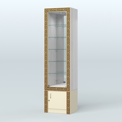 Витрина с декором и верхней подсветкой №ВБА-504, Ясень Анкор светлый и Крем Вайс