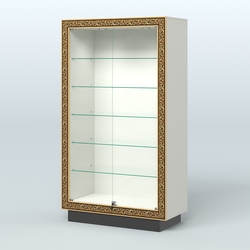 Низкая витрина с декором и прозрачными дверками НБА-505, Белый и Черный