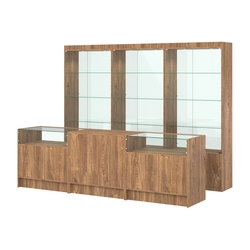 Комплект витрин ЭК-02 и прилавков ЭК-2, Дуб Канзас коричневый