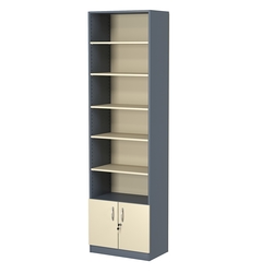 Стеллаж из ДСП с 5-ю полками 350x600 мм серии LEVEL-5 №6 (З/C - ДВП), Темно-серый + Крем Вайс