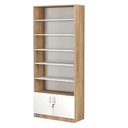 Стеллаж из ДСП с 5-ю полками 400x900 мм серии LEVEL-5 №14 (З/C - ДВП), Дуб Канзас коричневый + Белый