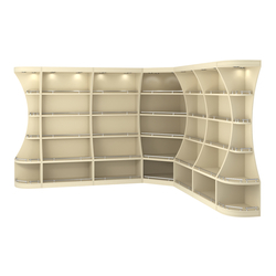 Угловой высокий стеллаж ГАРАНТ №3-О с ограничителями, Крем Вайс