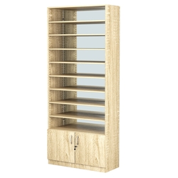 Стеллаж из ДСП с 8-ю полками 350x900 мм серии LEVEL-8 №13-2 (З/C - ЗЕРКАЛО), Дуб Сонома