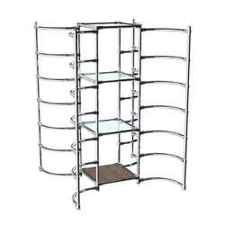 Хромированное вешало ДУГА №3-1 с полками стекло 6 мм, Орех