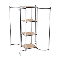 Хромированное вешало ВОЛНА №3-3 с полками ДСП 16мм, Дуб Сонома