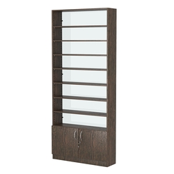 Стеллаж из ДСП с 7-ю полками 250x900 мм серии LEVEL-7 №11-1 (З/C - СТЕКЛО), Дуб Венге