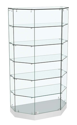 Стеклянная витрина Хит Продаж Трапеция с пятью полками малая №855, Серый