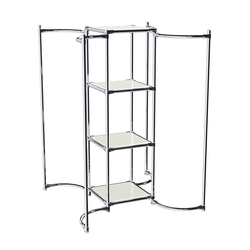 Хромированное вешало ВОЛНА №3-3 с полками ДСП 16мм, Белый