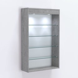 Витрина настенная №202-3Г высокая с верхними светильниками, Бетон Чикаго светло-серый F186 ST9