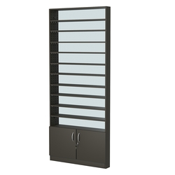 Стеллаж из ДСП с 10-ю полками 100x900 мм серии LEVEL-10 №8-2 (З/C - ЗЕРКАЛО), Черный