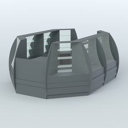 Торговый островок из стекла и дсп БРИЗ средний №3, Темно-Серый
