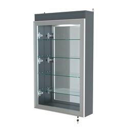 Витрина настенная №2-4А зеркальная с четырьмя полками и подсветкой серии Collecto, Темно-Серый