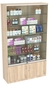 Витрина СЭСП-Z №1-1-400 (З/C - ДВП) со стеклянными полками и шторками Дуб сонома