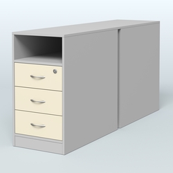 Тумба приставная/опорная двойная, Серый + Крем Вайс