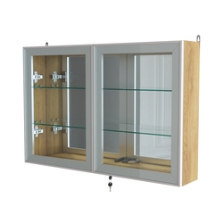 Витрина настенная №3-2А широкая с зеркалом серии Collecto, Дуб Золотистый