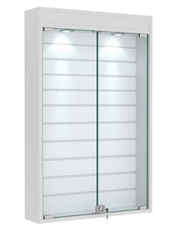 Витрина настенная №2-2Б с эконом панелью и верхней подсветкой, Серый