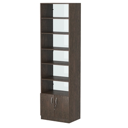 Стеллаж из ДСП с 5-ю полками 400x600 мм серии LEVEL-5 №7-1 (З/C - СТЕКЛО), Дуб Венге