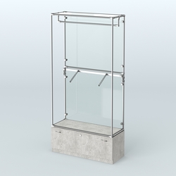 Торговая система ХРОМ (задняя стенка - стекло) 1200 мм №2-1 с тумбой Т-11 и поручнями, Метрополитан Грей