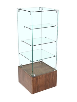 Прилавок Истра с тремя полками из стекла №132 (закрытый), Орех