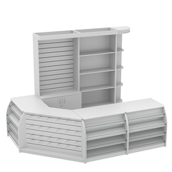 Комплект кассовой зоны с стеллажами под кофемашину средний №2, Серый