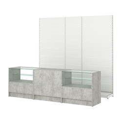 Комплект металлических стеллажей с перфорацией и прилавков ЭК-3, Метрополитан Грей