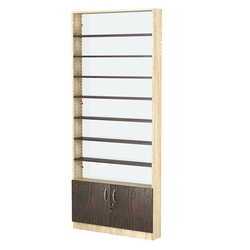 Стеллаж из ДСП с 7-ю полками 150x900 мм серии LEVEL-7 №9-1 (З/C - СТЕКЛО), Дуб Сонома + Дуб Венге