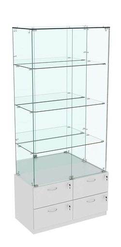 Витрина ХРУСТАЛЬ №7 прямоугольная (задняя стенка - зеркало), Серый